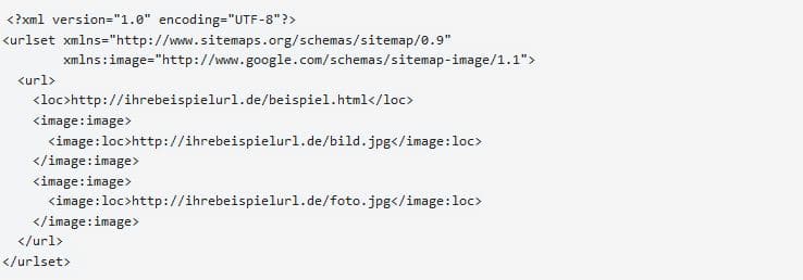 Spezielle Bilder Sitemap mit XML Tags