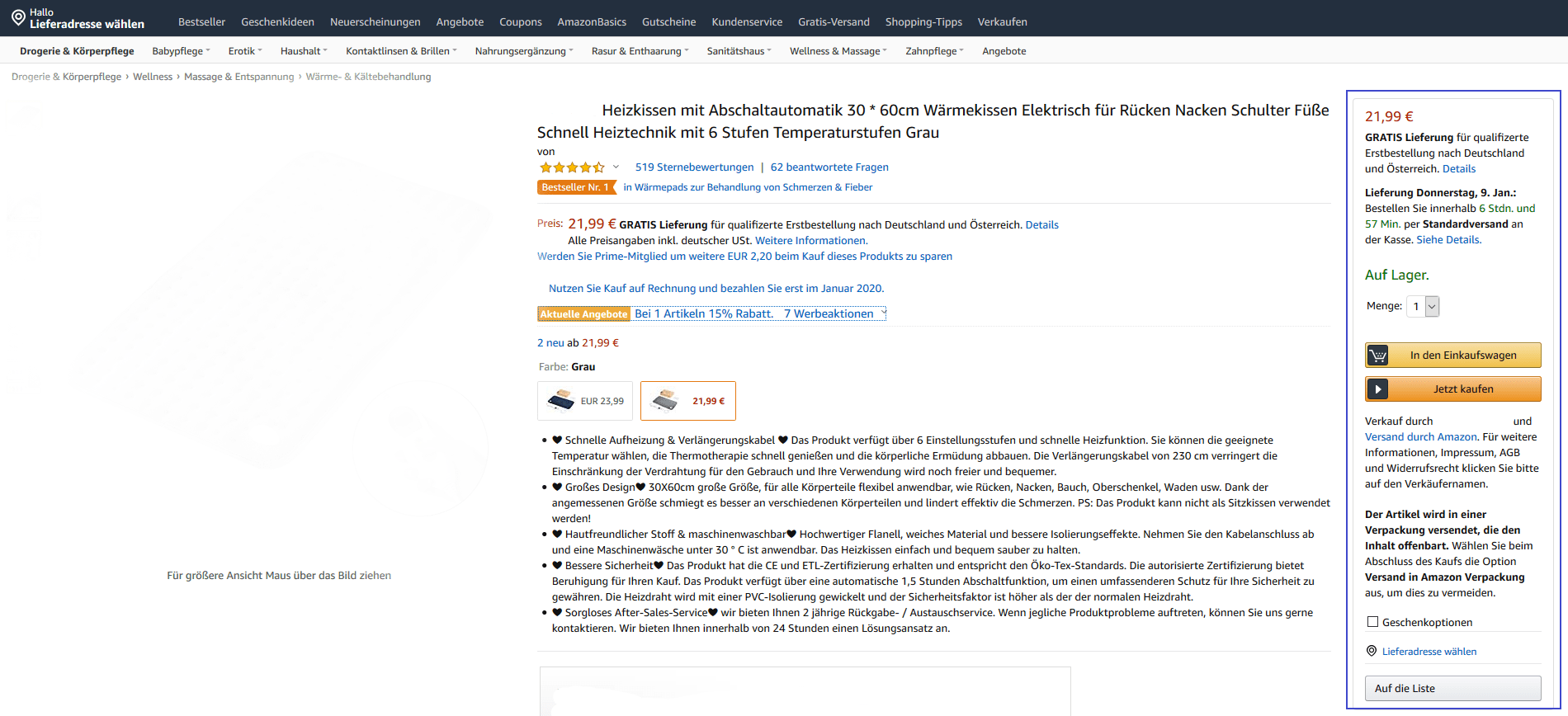 CTA-Bereich Amazon Produktdetailseite
