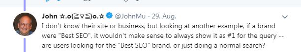 John Müller gibt als Beispiel das Keyword