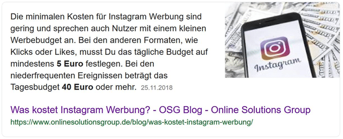 Featured Snippet in den Google SERPs