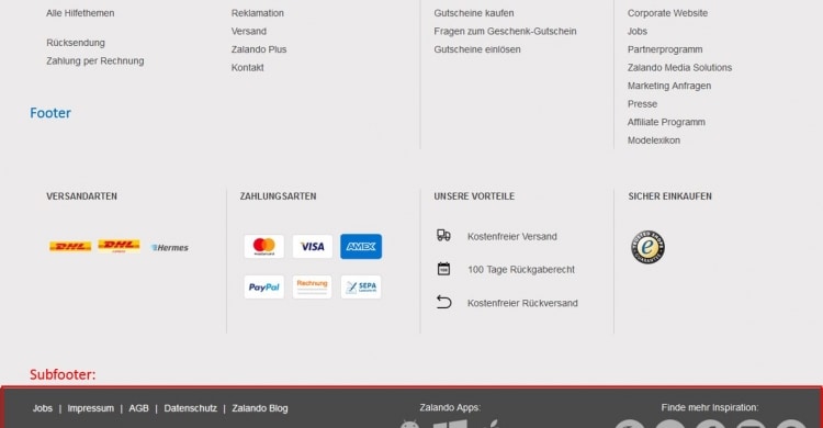 Beispiel für einen Footer