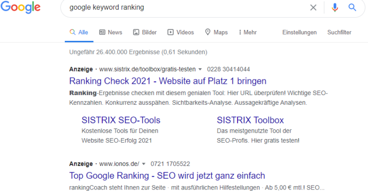 Google Keyword Ranking
