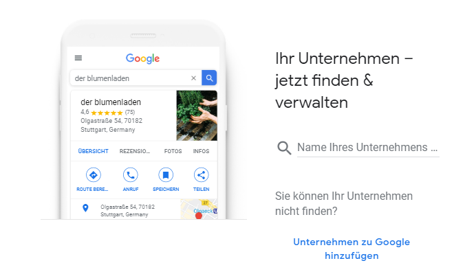 Google My Business Account anlegen Unternehmen hinzufügen