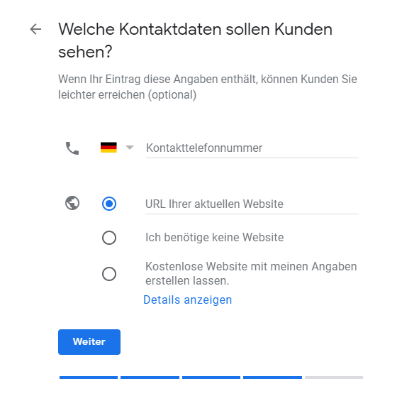 Google My Business Kontaktinformationen