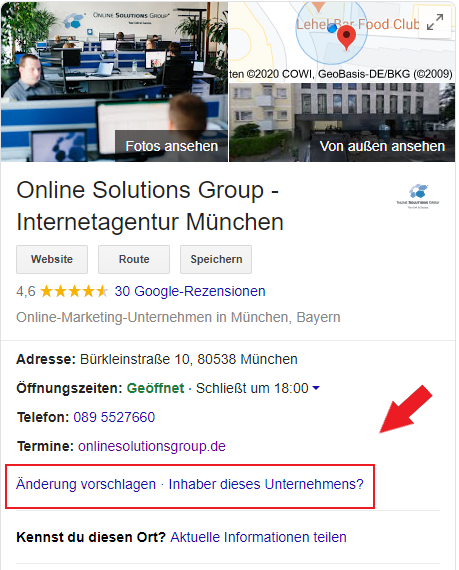 Google My Business Profil Veränderungen vorschlagen