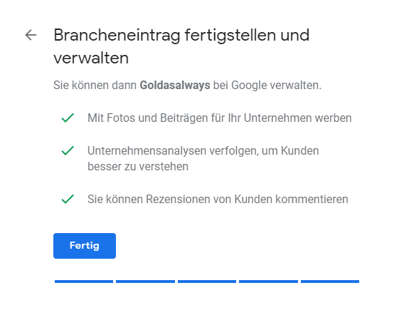 Google My Business fertig stellen