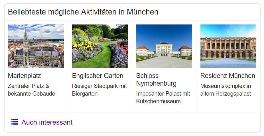 Knowledge Graph Karussell - Beispiel Sehenswürdigkeiten München