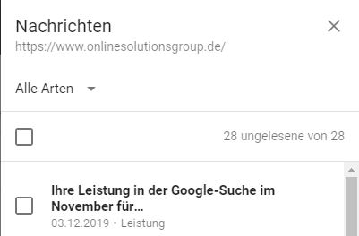 Nachrichten in Google Search Console