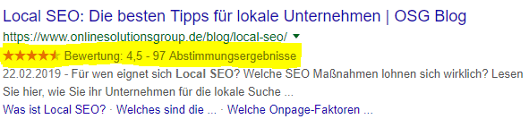 Rich Snippet Bewertung