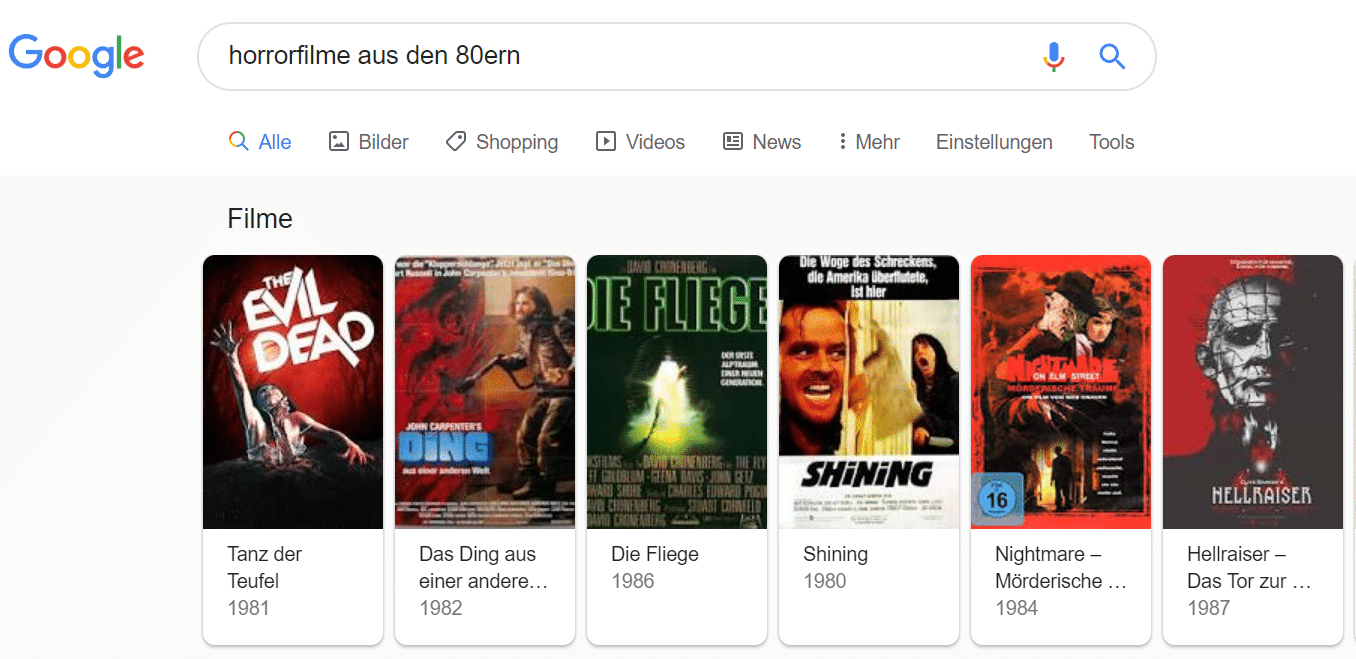 Screenshot Google Suche Filme