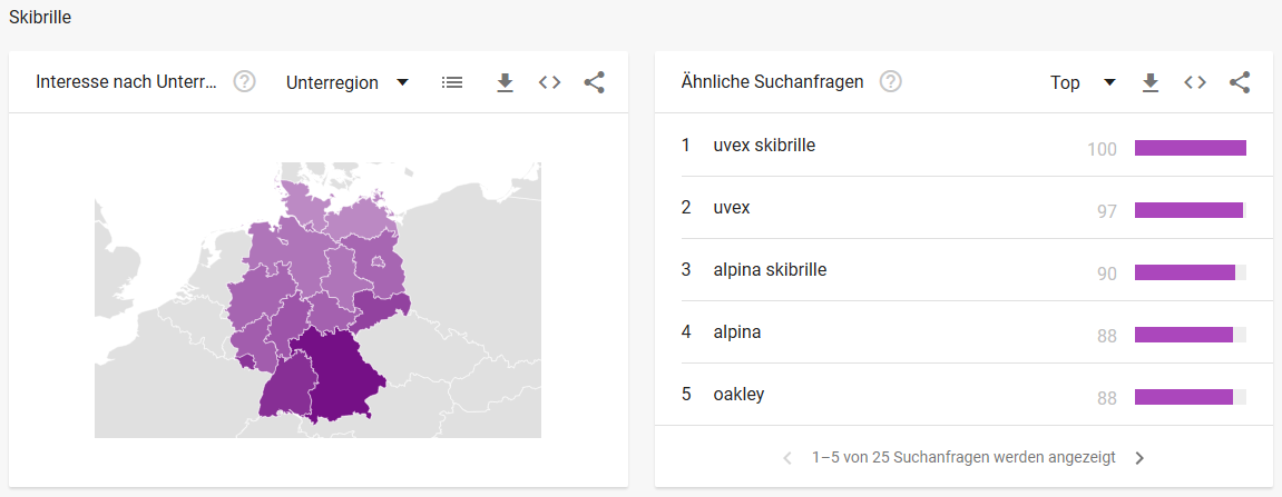 Skibrille Google Trends