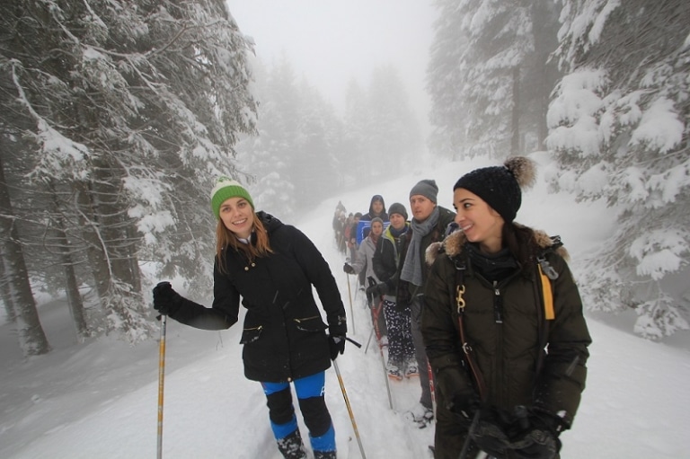 die OSG beim Schneeschuhwandern