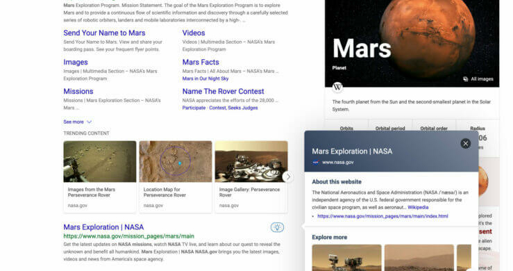 Bing Insight Pages