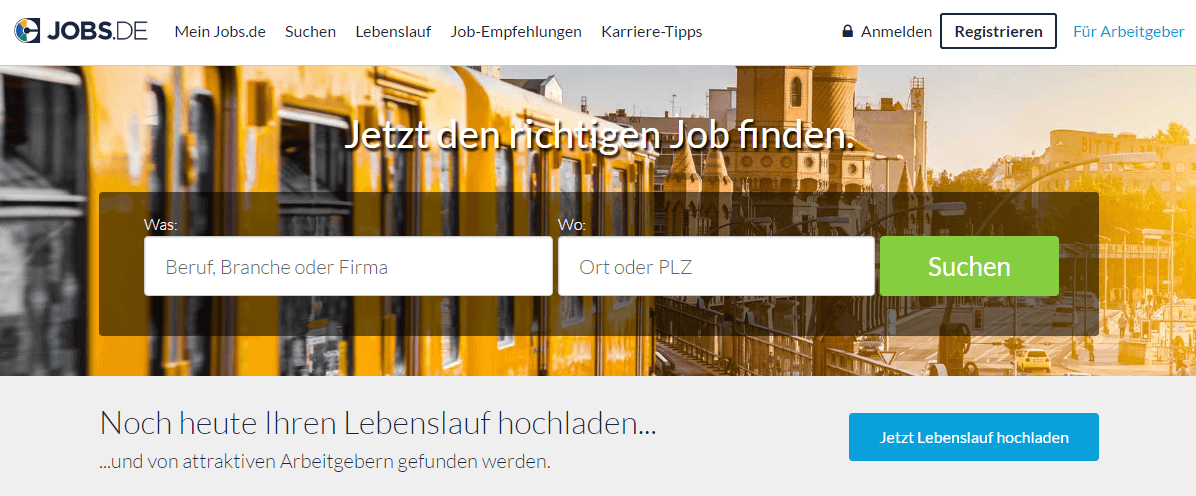 CTA auf der Startseite von jobs.de