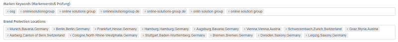 eigene Marken Keywords und Standorte in der OSG Performance Suite hinterlegen