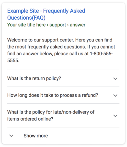 Google FAQ Rich Results