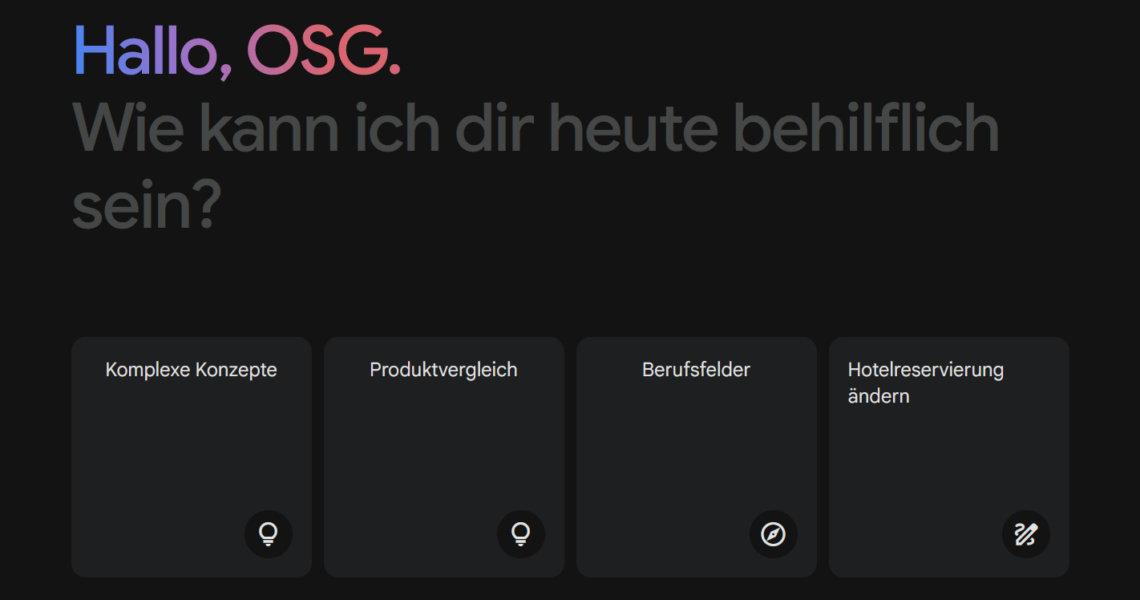 Startseite von Google Gemini