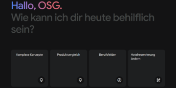 Startseite von Google Gemini