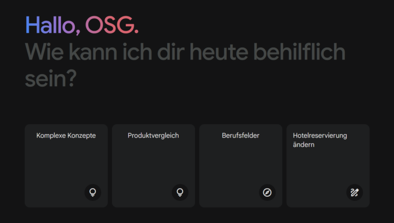 Startseite von Google Gemini