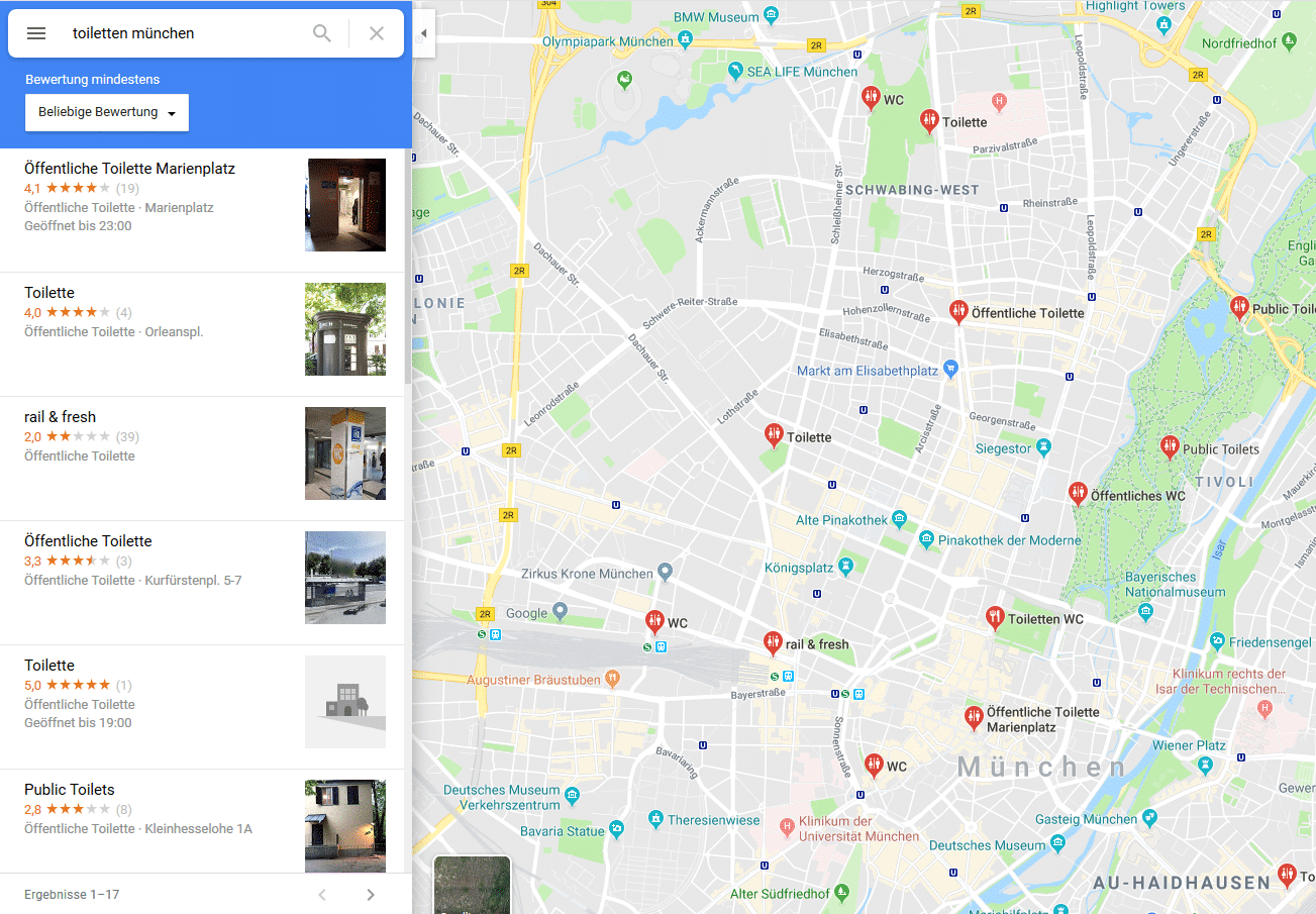 Google Maps Toiletten