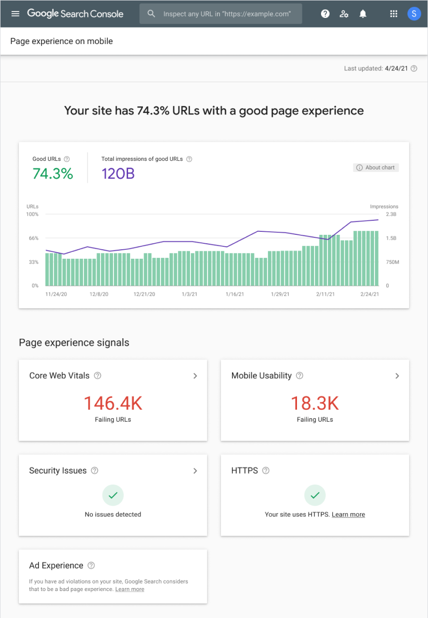 Google Page Experience Report Update