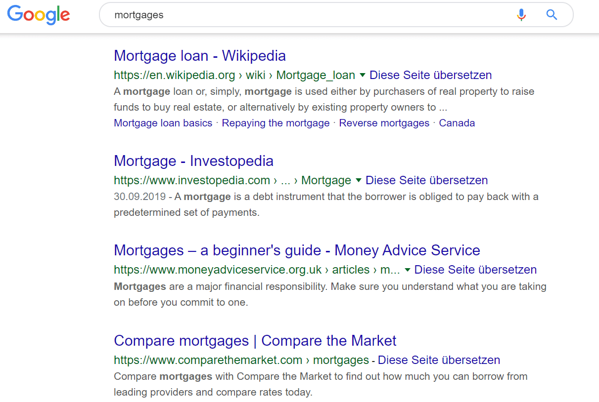 google serp mit urls