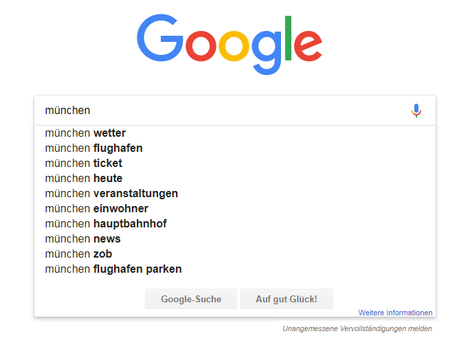 Autovervollständigen Google Suggest