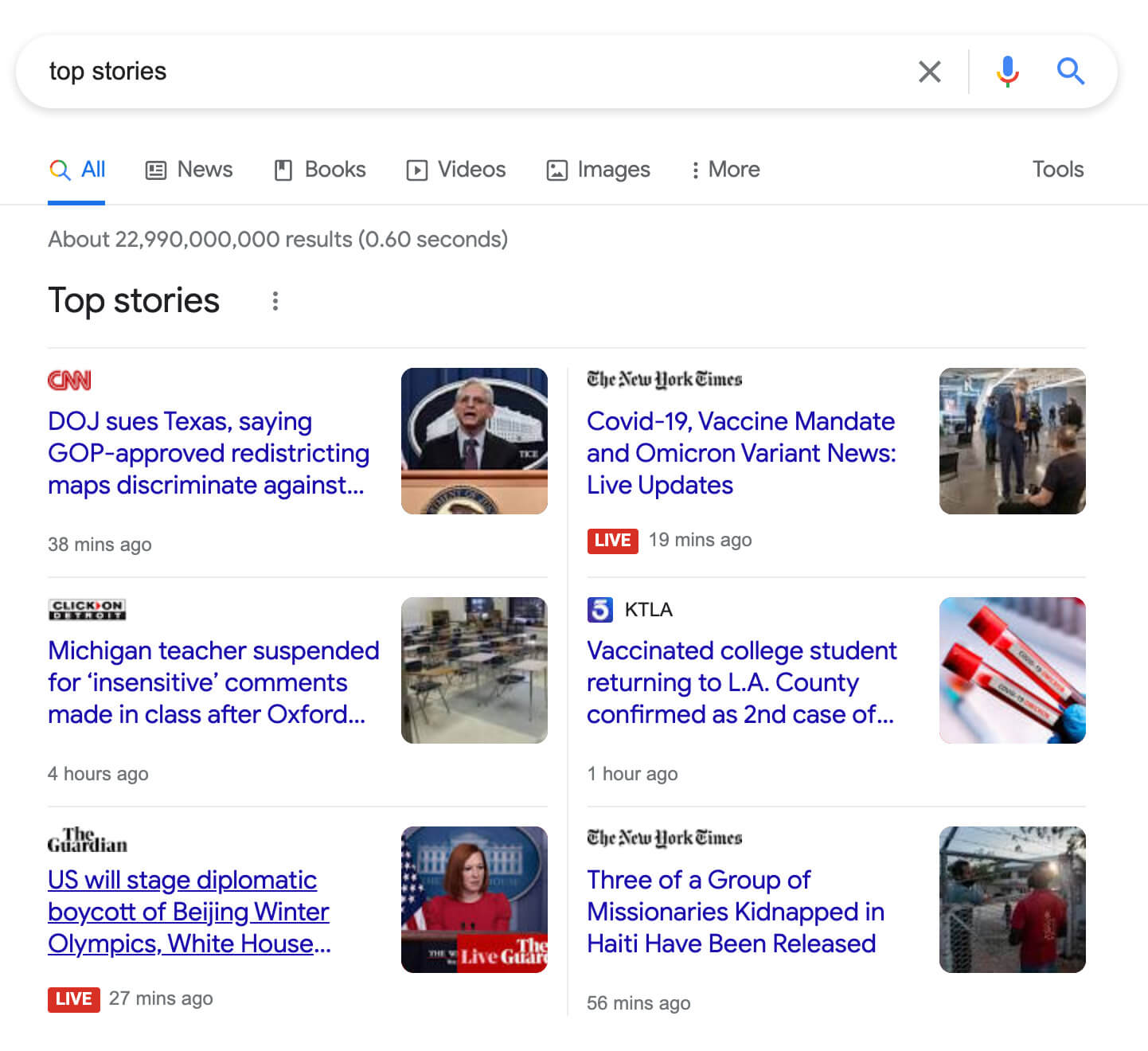 Google Top Stories Desktop Version 2