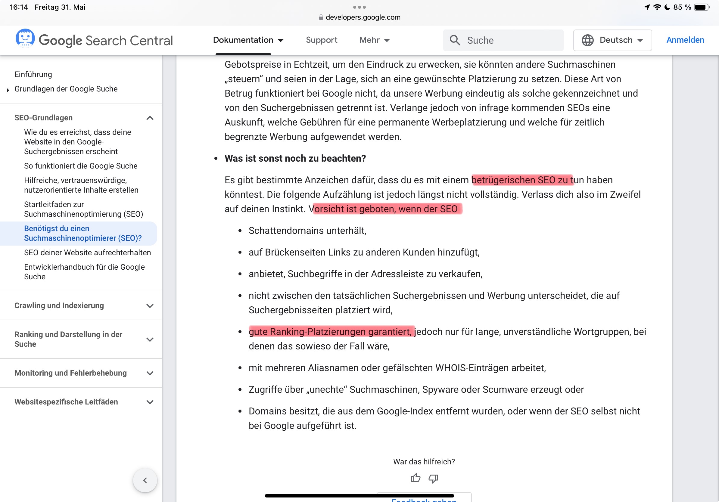 Vorsicht vor SEO Garantien