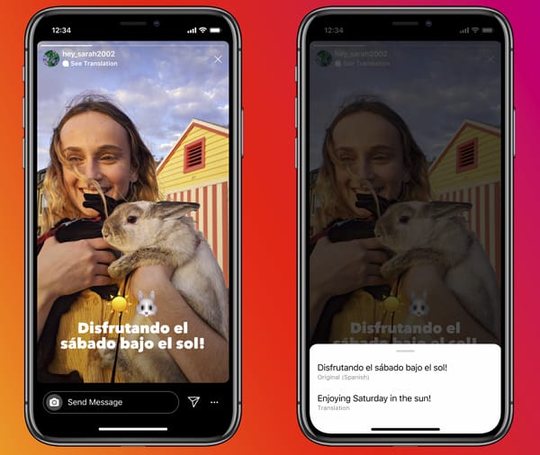 Instagram Stories Übersetzungsoption