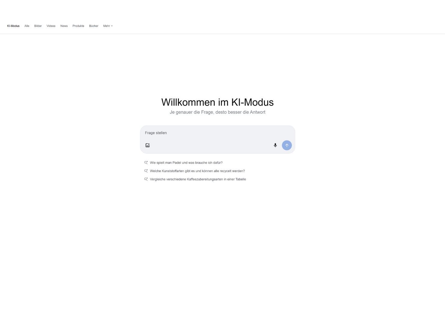 Dashboard von Google AI Mode