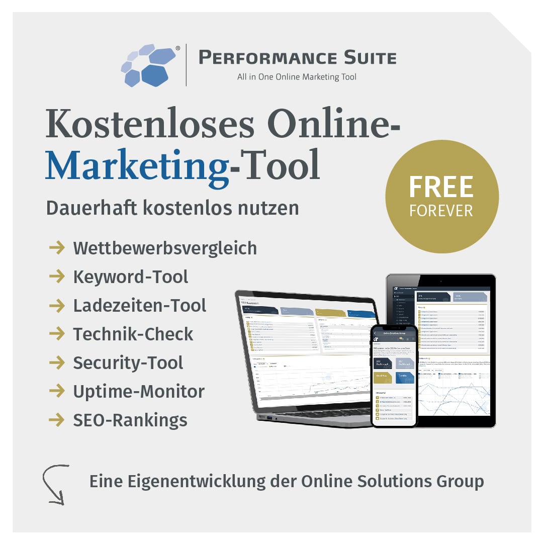 Kostenloses Online Marketing Tool Performance Suite