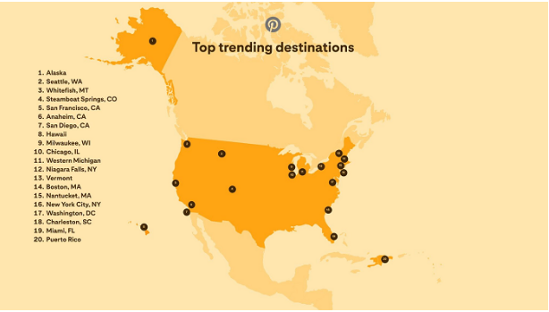 USA Karte mit beliebten Reisezielen