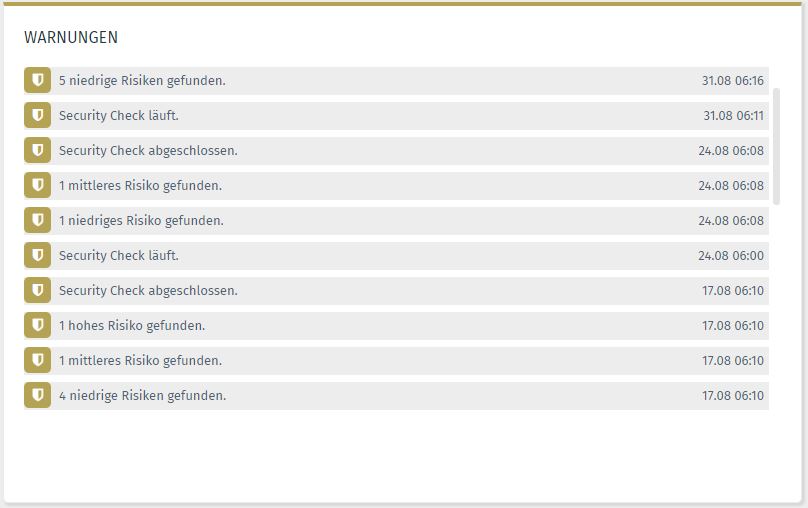 Ausschnitt aus dem Security-Tool der PS