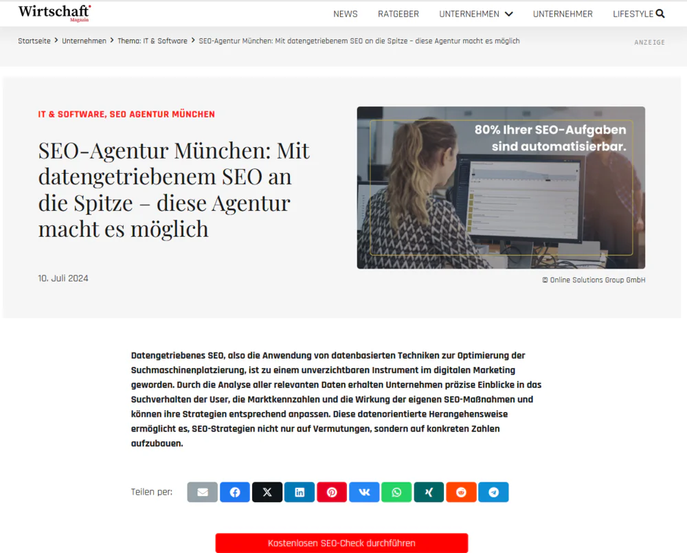 SEO-Agentur München: Mit datengetriebenem SEO an die Spitze – diese Agentur macht es möglich