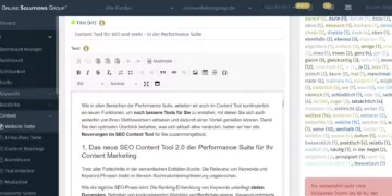 SEO Content Tool in der Performance Suite