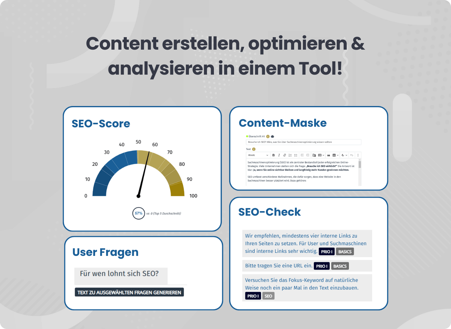 In der Performance Suite findest du einen smarten Content-Prozess, um starke Texte zu erstellen.