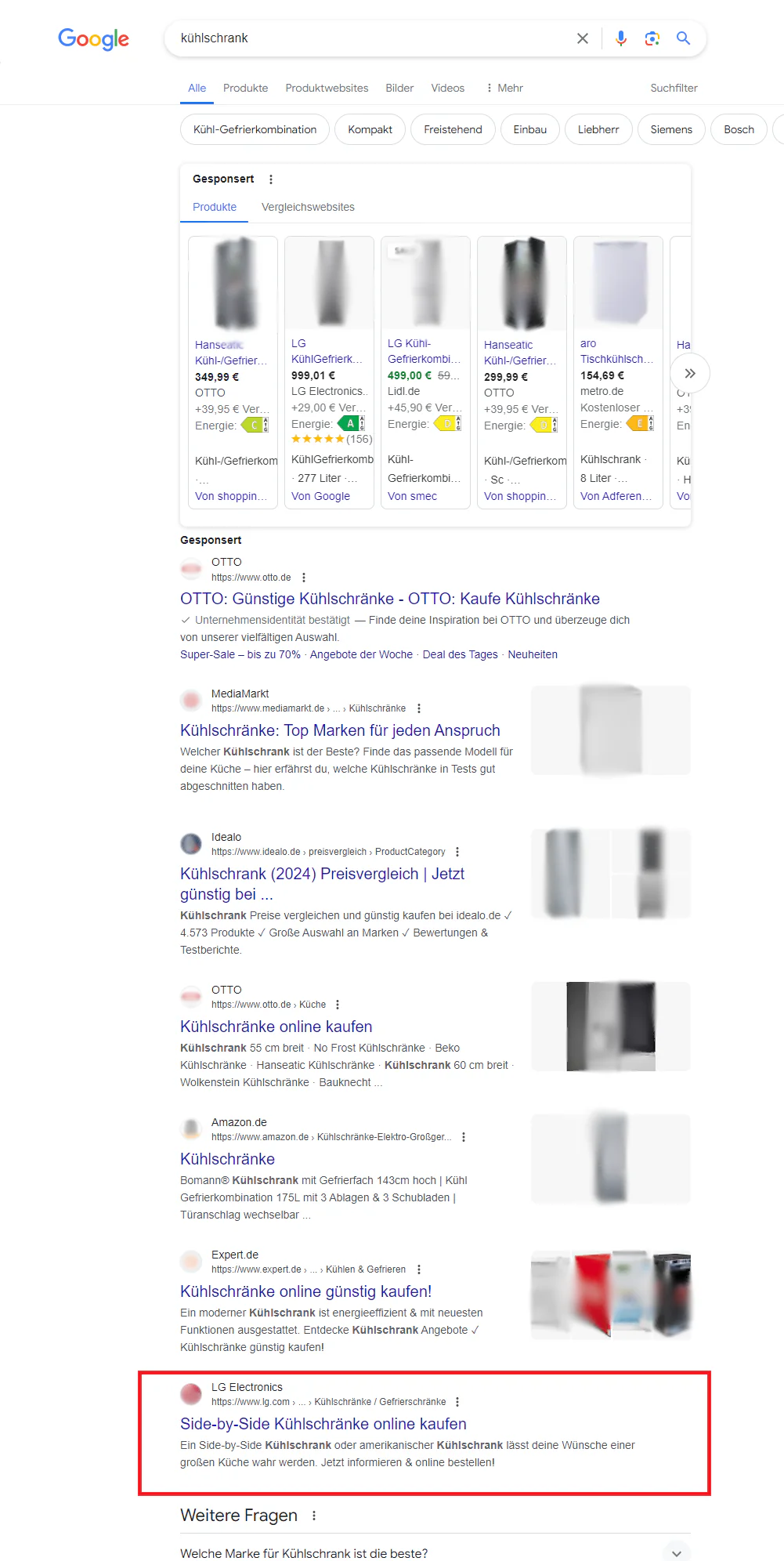 Eine Auswahl von Suchmaschinenergebnissen, die speziell für das Keyword “Kühlschränke” optimiert sind, wird hier präsentiert. Es umfasst Angebote, Vergleiche und hilfreiche Informationen, die Nutzern bei der Auswahl und dem Kauf von Kühlschränken unterstützen.
