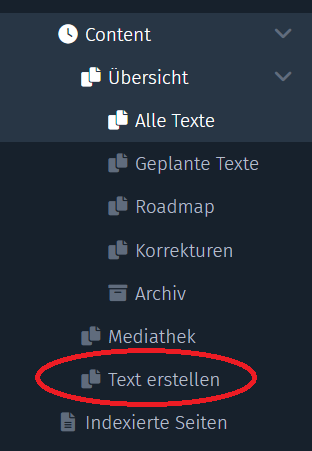 Text erstellen im Menü