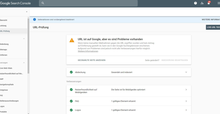 URL überprüfen in der Search Console