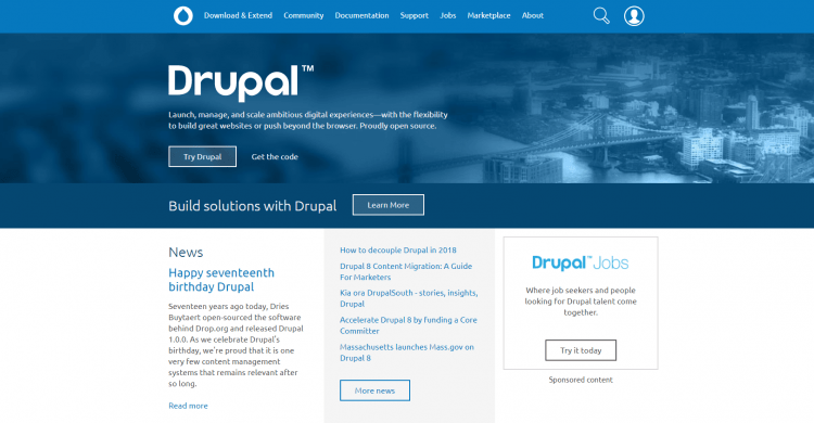 Screenshot von Drupal